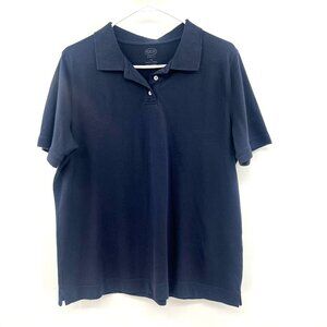 Talbots Navy Short Sleeve Cotton Blend Polo Shirt Women's 1X